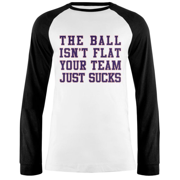 Deflategate Your Team Sucks Mens Long Sleeve Raglan T Shirt White-Black SM
