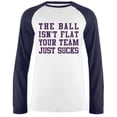thumbnail image 1 of Deflategate Your Team Sucks Mens Long Sleeve Raglan T Shirt White-Navy MD, 1 of 1