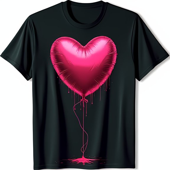 Deflating Heart Graphic Black T-Shirt Bold Emotional Design
