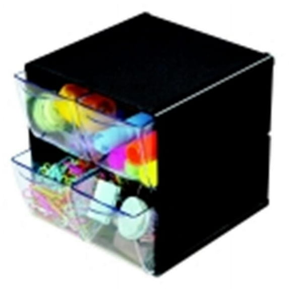 Deflect-O Stackable Cube Organizer With 4-Drawer - Black