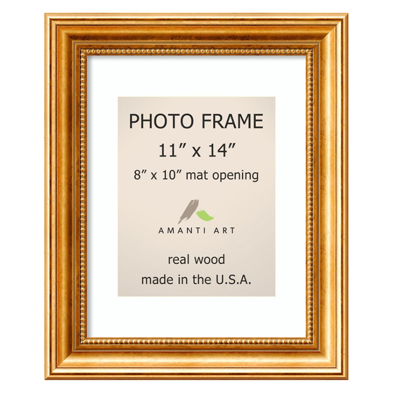 Townhouse Gold Antiqued Wood Poster Frame 17.88" x 14.88"