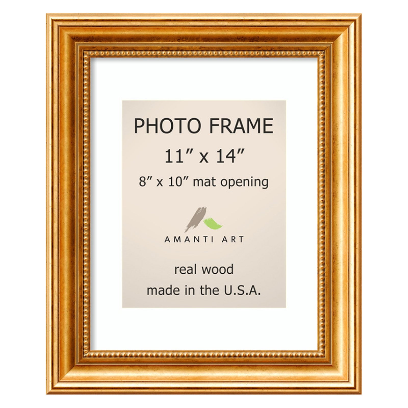 Townhouse Gold Antiqued Wood Poster Frame 17.88" x 14.88"