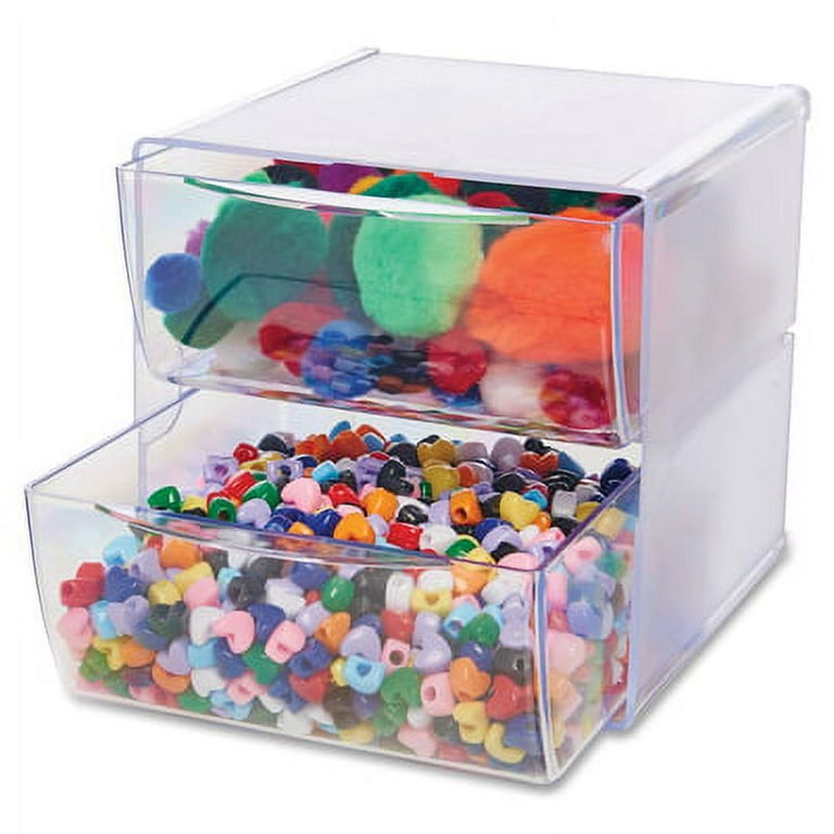 Stackable Cube Organizer, 2 Compartments, 2 Drawers, Plastic, 6 x 7.2 x 6, Clear Stackable Cube Organizer, 2 Compartments, 2 Drawers, Plastic, 6 x 7.2 x 6, Clear