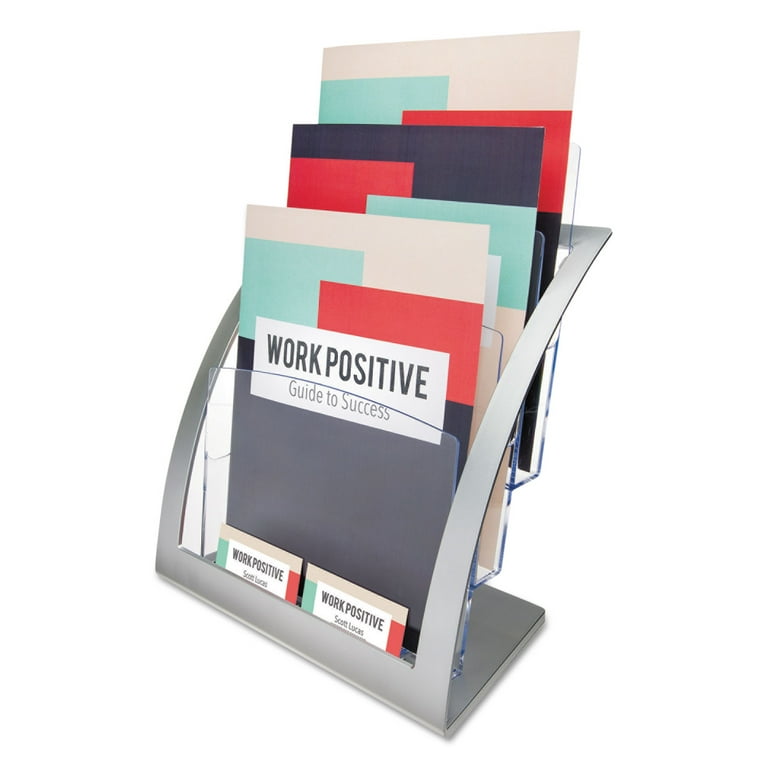 3-Tier Literature Holder, Leaflet Size, 11.25w x 6.94d x 13.31h, Silver 3-Tier Literature Holder, Leaflet Size, 11.25w x 6.94d x 13.31h, Silver