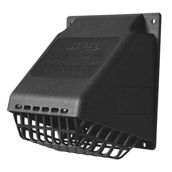 Deflecto 4-In. Plastic Wide-Mouth Dryer Vent Hood with Damper and Detachable Bird Guard (Black)