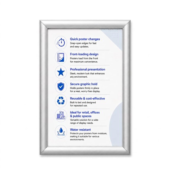 Deflecto A3 Water Resistant Snap Frame Silver, 25mm Profile, Outdoor Poster