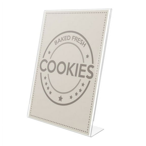 Deflecto Anti-Glare Slanted Portrait Sign Holder - Vertical - 11" x 8.5" x 2.5" x - Acrylic - 1 Each - Clear | Bundle of 5