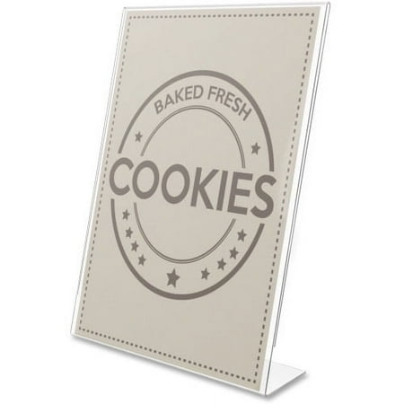 Deflecto Anti-Glare Slanted Portrait Sign Holder Vertical - 11" x 8.5" x 2.5" x - Acrylic - 1 Each - Clear