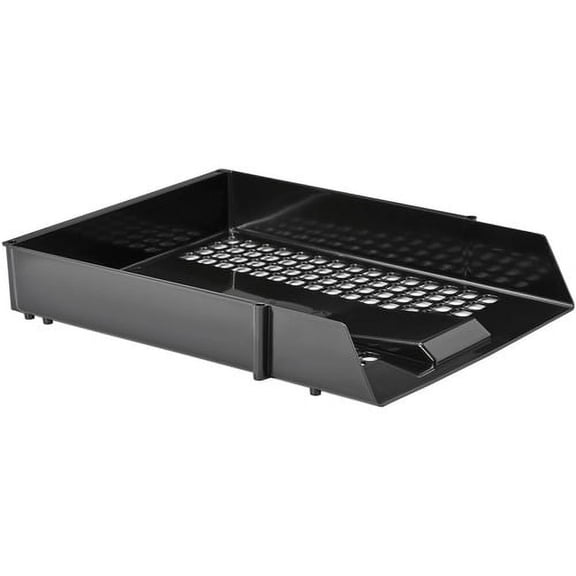 Deflecto AntiMicrobial Industrial Front-Load Tray - 2.4" Height x 10.8" Width x 13.8" Depth - Desktop - Antimicrobial, Lightweight, Mildew Resistant, Front Loading - Black - Pol | Bundle of 5 Each