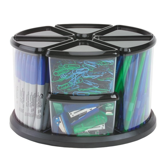 Deflecto Carousel Rotating Organizer, 9-Bin, Black