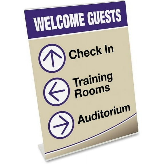 Deflecto Classic Image Slanted Sign Holder 1 Each - 8.5" Width x 11" Height - Rectangular Shape - Side-loading, Self-standing - Plastic - Clear