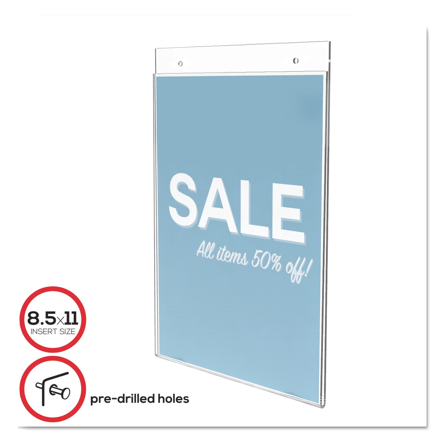Deflecto Classic Image WallMount Sign Holder, Portrait, 8 1/2 x 11