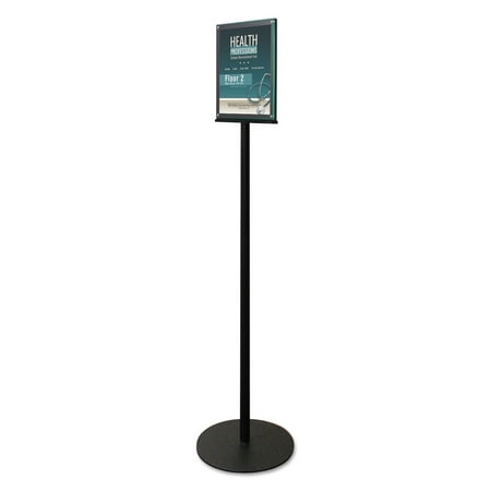 Deflecto Double-Sided Magnetic Sign Display, 8.5 x 11 Insert, 56" Tall, Clear/Black
