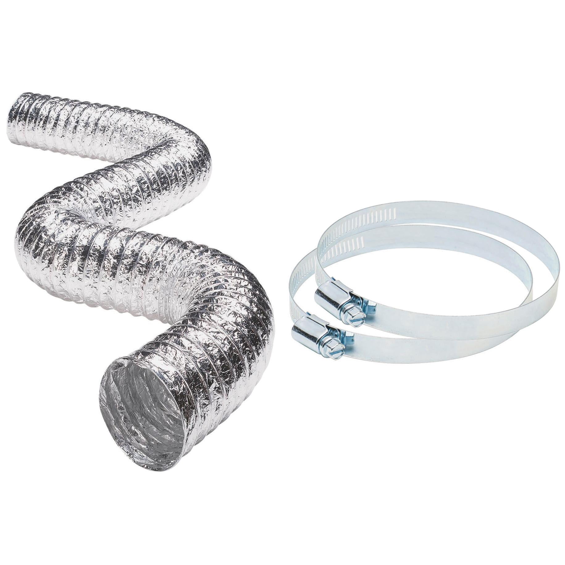 Deflecto Dryer Transition Duct with Metal Worm Drive Clamps Installation Bundle