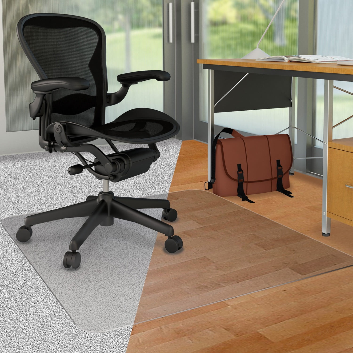 Deflecto DuoMat Carpet/Hard Floor Chairmat Carpet, Hard Floor - 60" Length x 46" Width - Rectangle - Classic - Clear