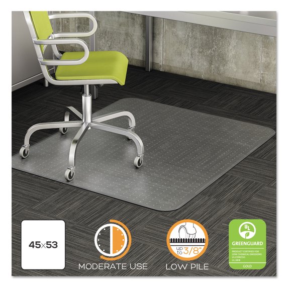 Deflecto DuraMat 45 x 53 Chair Mat for Low Pile Carpet, Rectangular