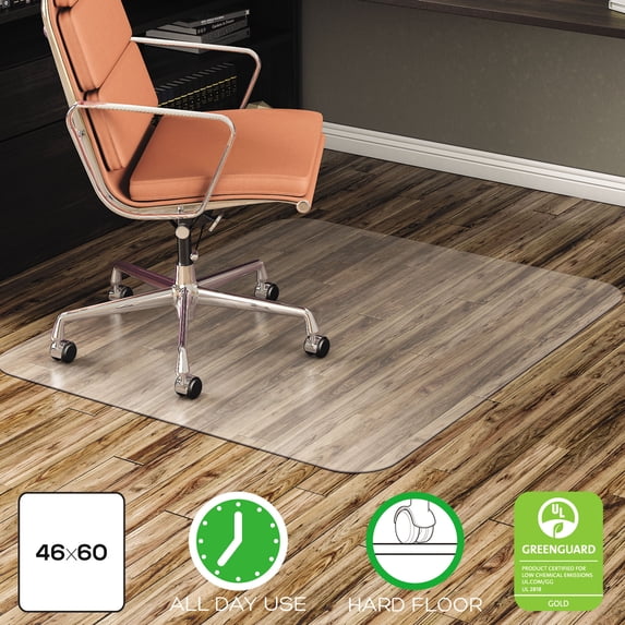 Deflecto EconoMat All Day Use Chair Mat for Hard Floors, Flat Packed, 46 x 60, Clear