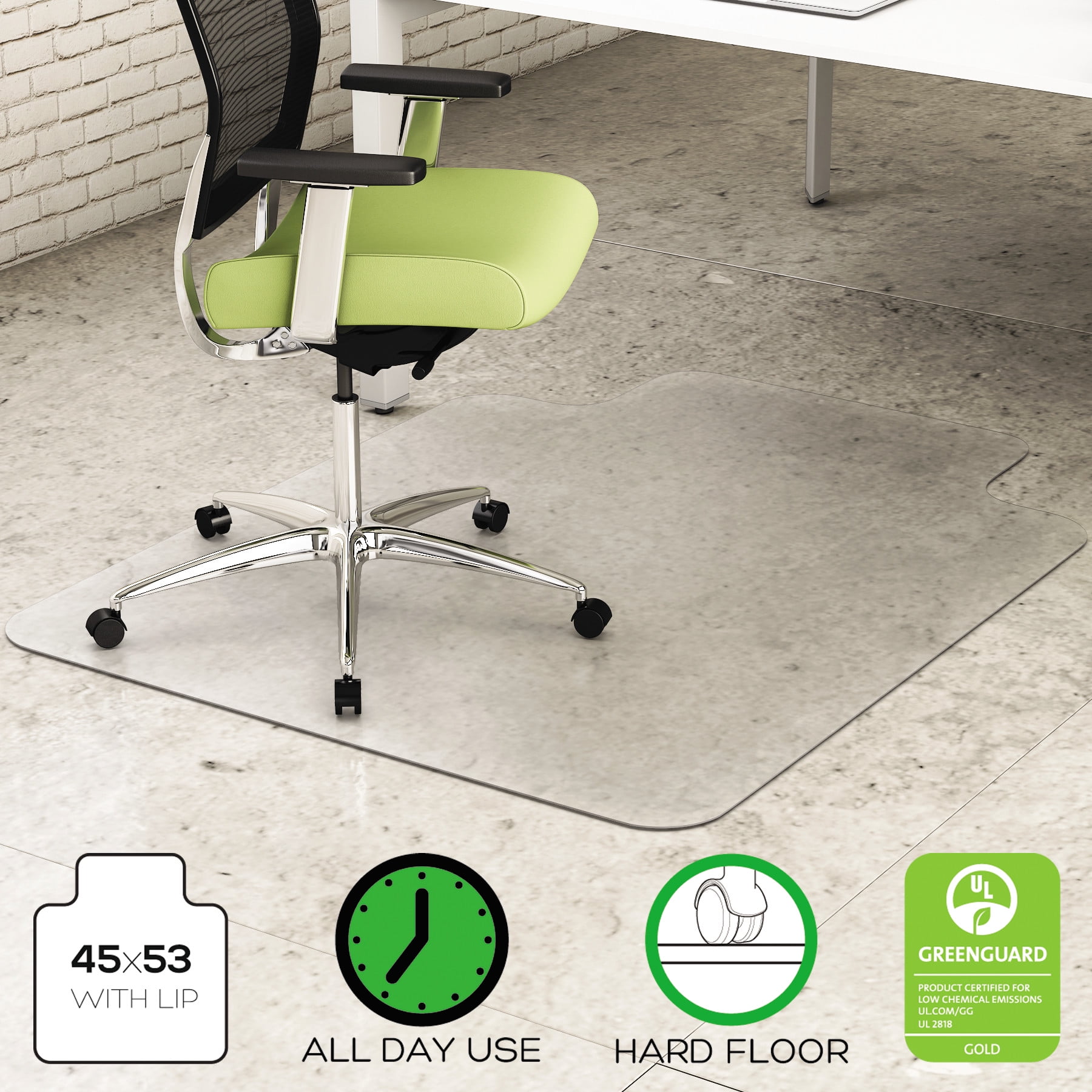 Deflecto EnvironMat 45 x 53 Chair Mat for Hard Floor, Rectangular with