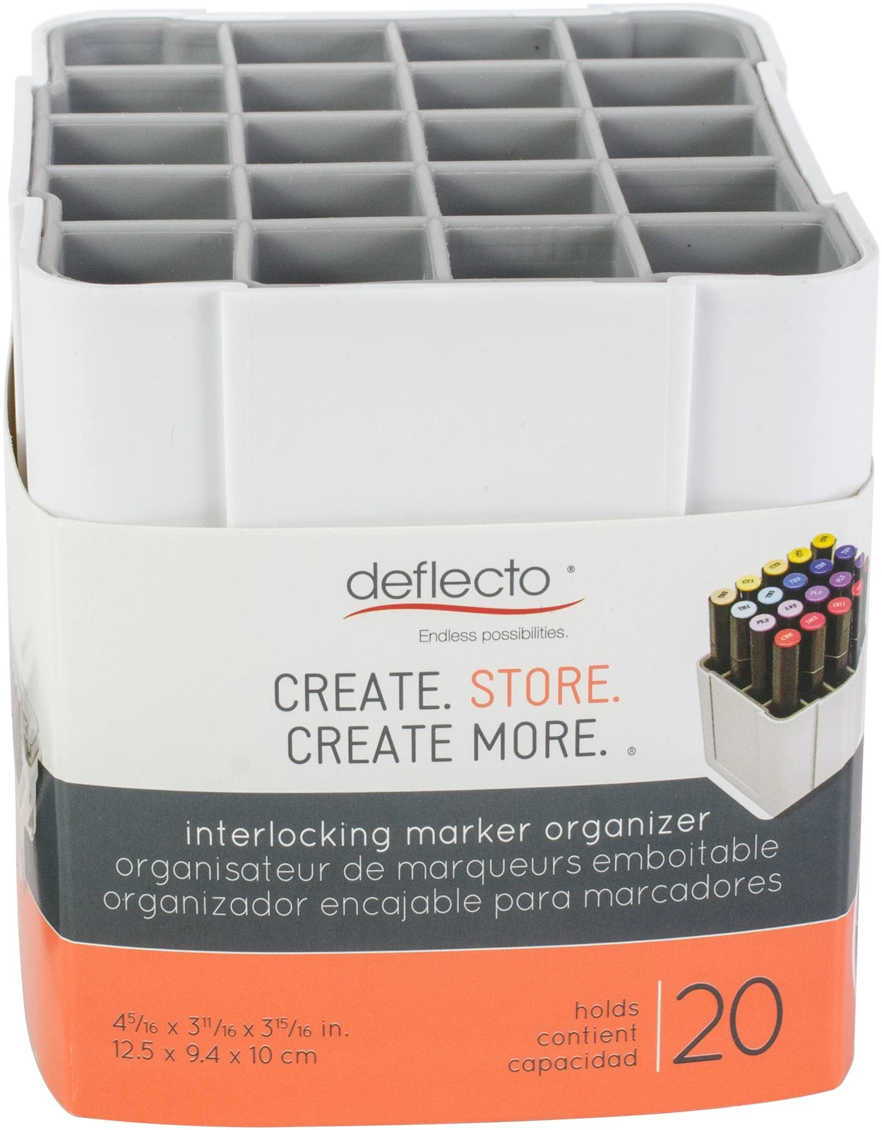 Deflecto Interlocking Marker Organizer-White, 4.4"Wx4.3"Hx4"D