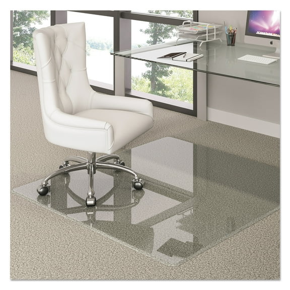 Deflecto Premium Glass All Day Use Chair Mat - All Floor Types, 44 X 50, Rectangular, Clear