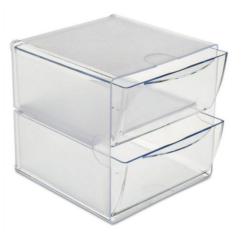 Stackable Cube Organizer, 2 Compartments, 2 Drawers, Plastic, 6 x 7.2 x 6, Clear Stackable Cube Organizer, 2 Compartments, 2 Drawers, Plastic, 6 x 7.2 x 6, Clear