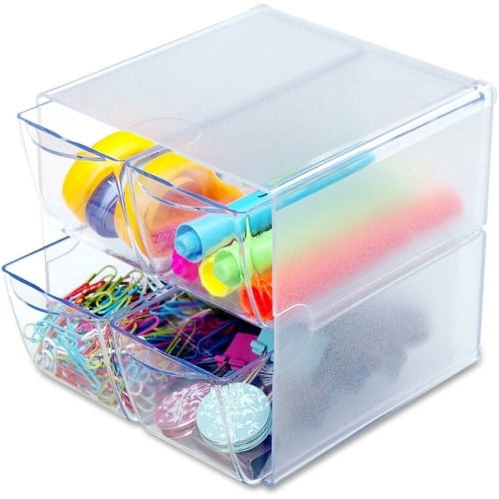 Clear Polystyrene 6" Stackable Desk Drawer Organizer Cube