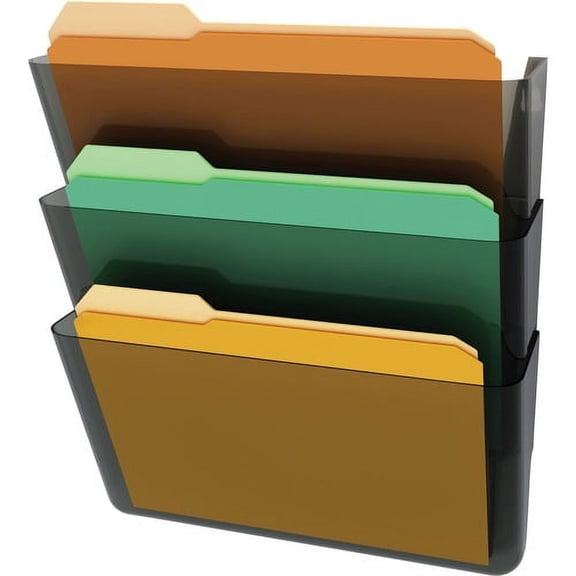 Deflecto Stackable DocuPocket Set - 3 Pocket(s) - 14" Height x 13" Width x 4" Depth - Stackable - Smoke - 3 / Set | Bundle of 10 Sets