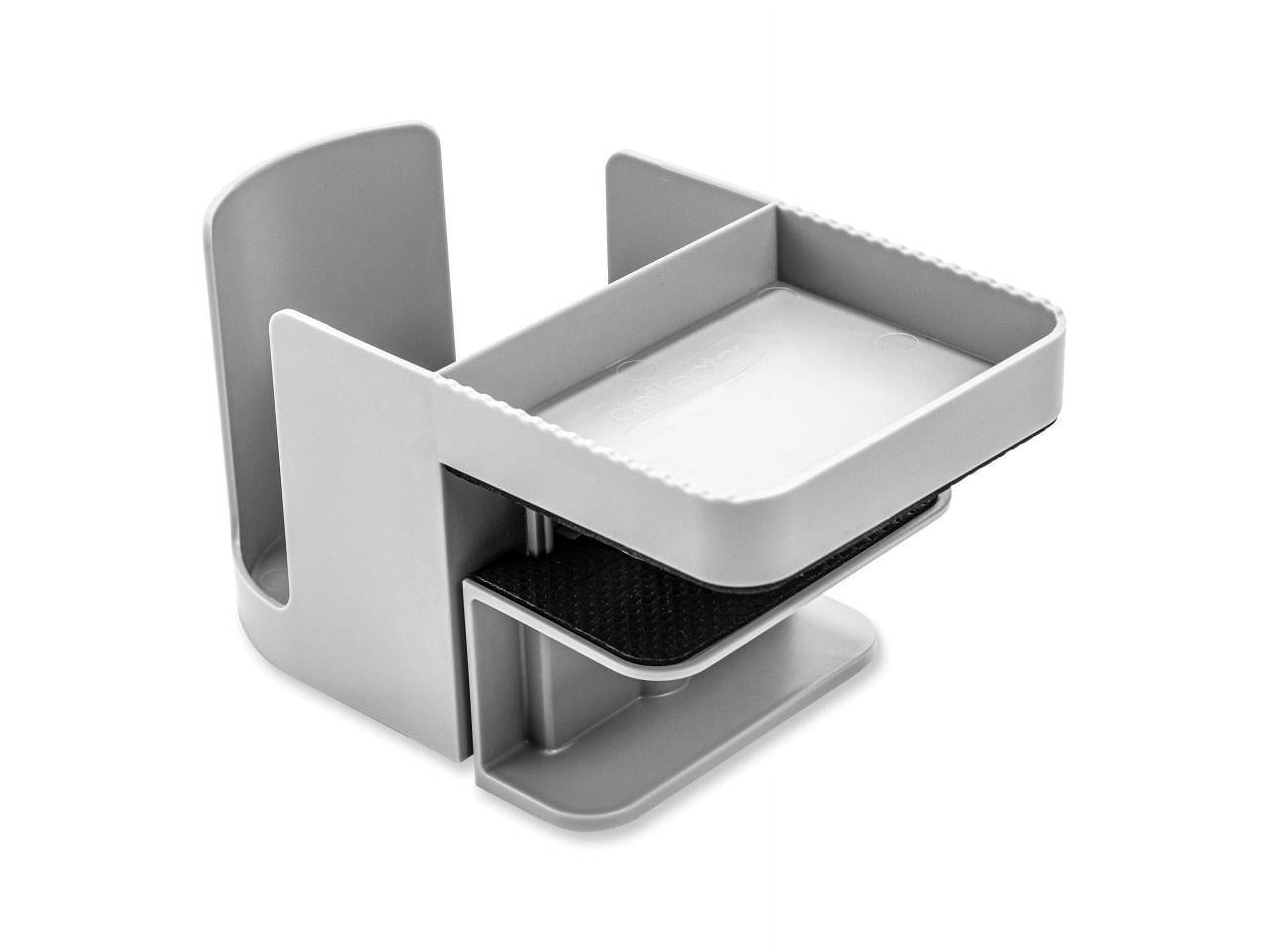 Deflecto Standing Desk Cup Holder Organizer Two Sections Gray 400000