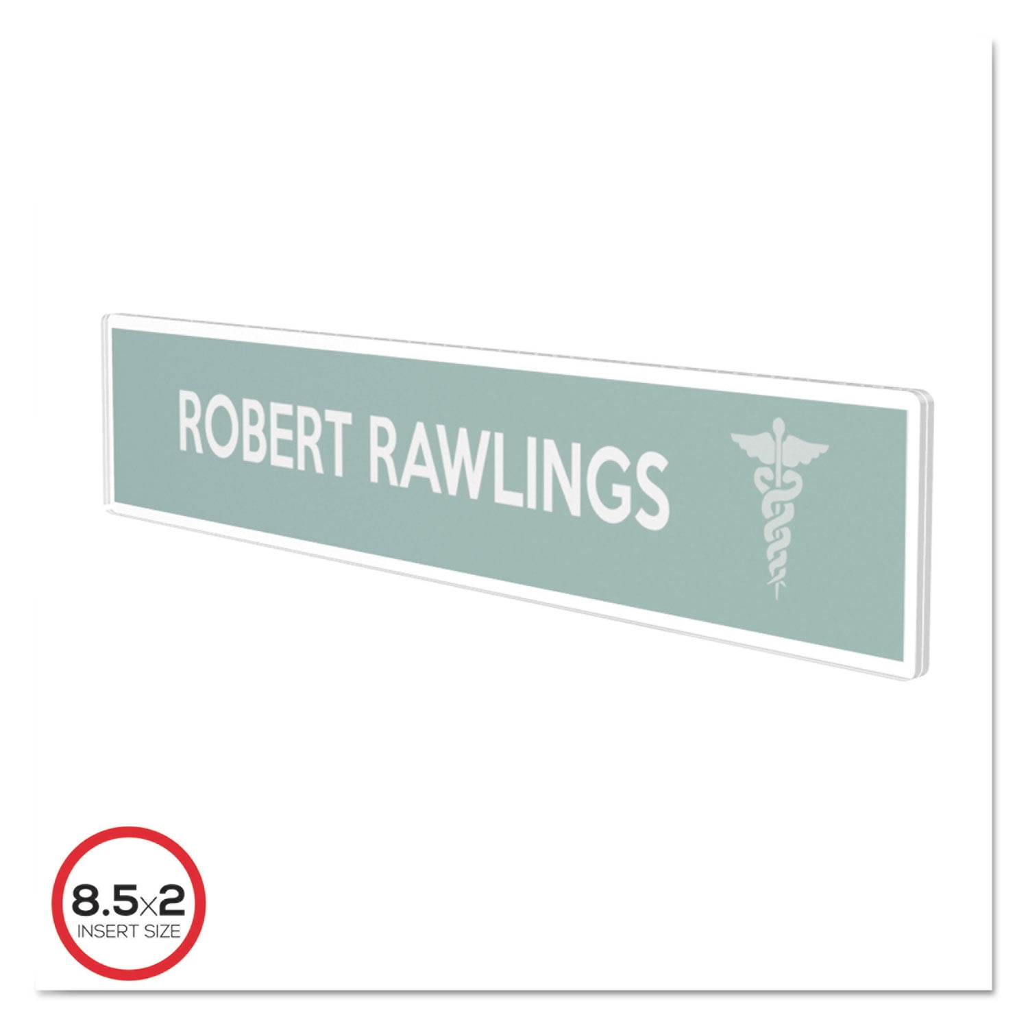 Deflecto Superior Image Cubicle Nameplate Sign Holder, 8 1/2" x 2" Insert, Clear