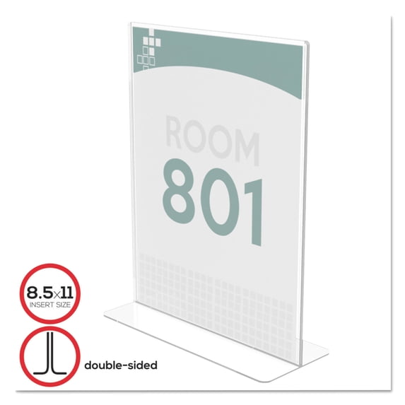 Deflecto Superior Image Double Sided Sign Holder, 8.5 x 11 Insert, Clear