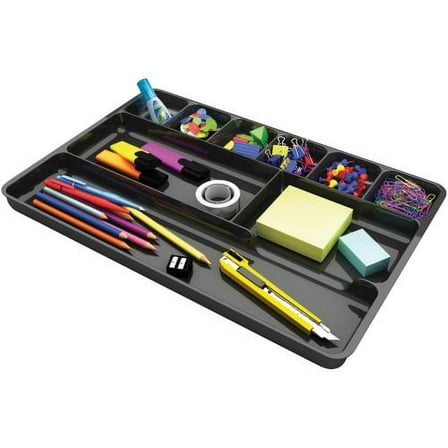 Deflecto Sustainable Office Drawer Organizer 1" Height x 14" Width x 9" Depth - Recycled - Black - 1Each