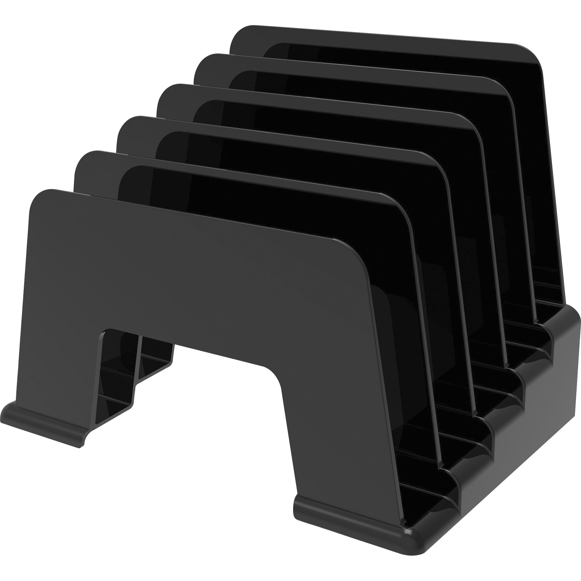 Black Plastic 6-Compartment Incline Desk Sorter