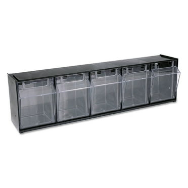 Deflecto Tilt Bin Interlocking Storage Bins, 5-Bin Unit, Black
