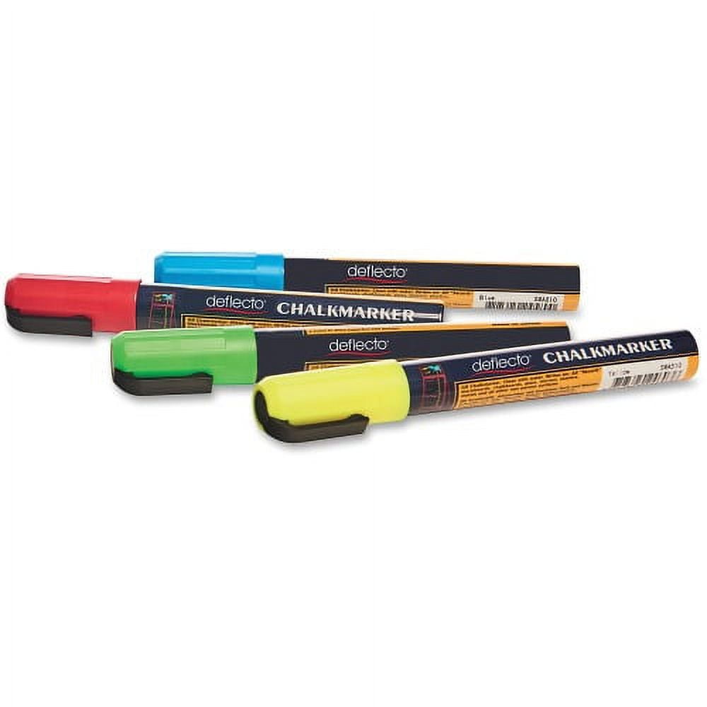 Deflecto Wet Erase Markers, Medium Chisel Tip, Assorted Colors, 4