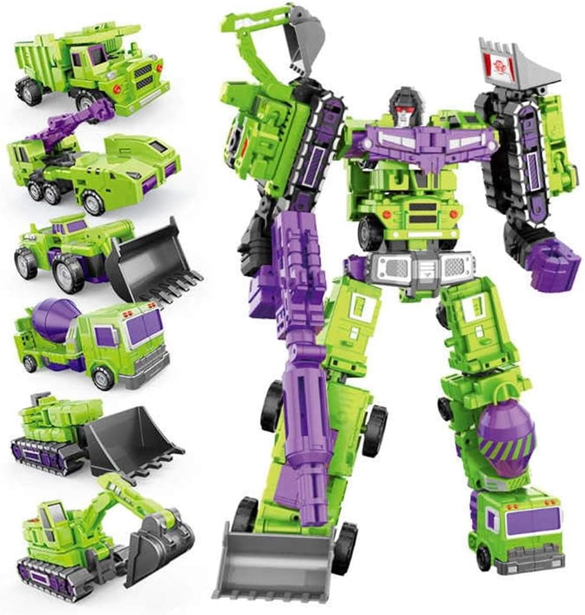 Deformation GT Devastator Engineering Car Combiner 6 in 1 10.6 Inch Truck Constructicon KO10.2" Scale Action Figure Gifts(Green)