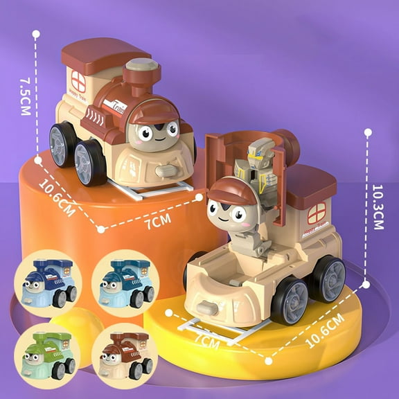 Deformed Intertial Sliding Car 2 in 1 Automatic Transform Rotating Robots Airplane Train Toys Christmas Gift for Toddler