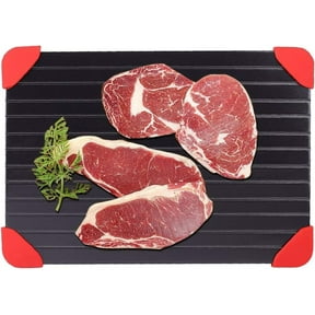Defrosting Tray for Frozen Meat Claw Food,14" x 8" Large Rapid Thawing Tray,Natural Fast and Magic Defroster Board,Rubber on Corners,Miracle Quick Defroster Plate,Lock Nutrition,Black