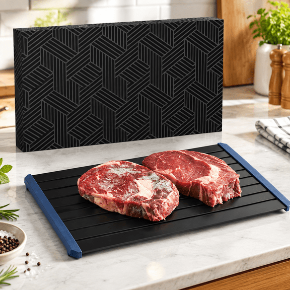 Defrosting Tray for Meat | 14 Large-Size | Aluminium Plate for Thawing Food | Natural Thawing Process | No Microwaves, No Cold/Warm Water Required |