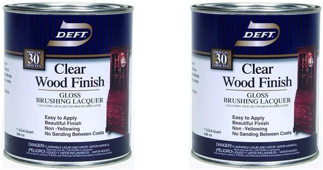 Deft Interior Clear Wood Finish Gloss Brushing Lacquer, Quart Two Pack