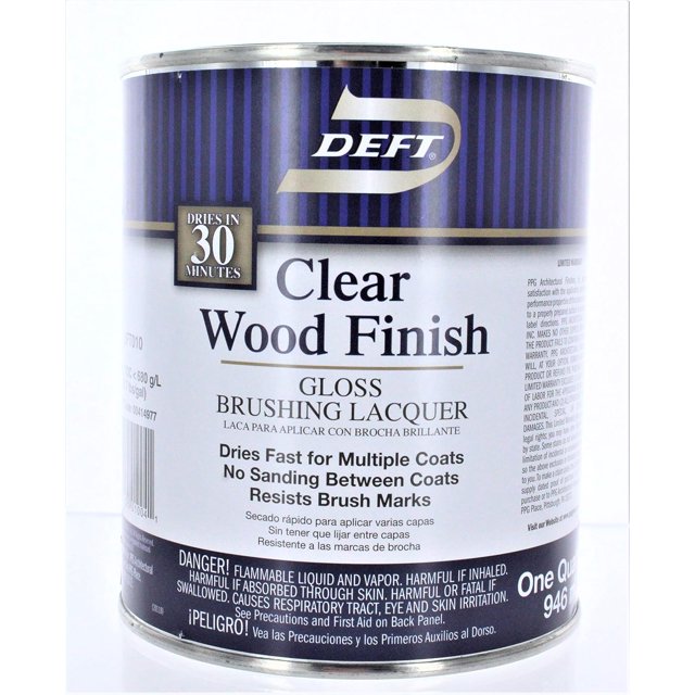Deft Interior Clear Wood Finish Gloss Brushing Lacquer, Quart