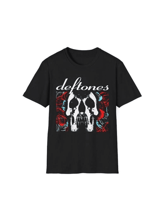 Deft.ones Skull Grunge Metal Band Black Concert T-Shirt