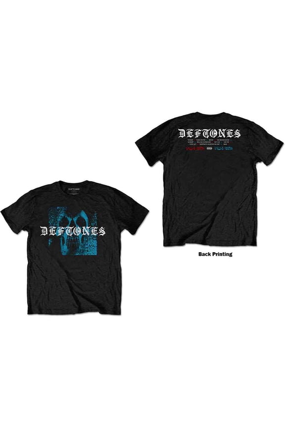 Deftones Unisex T-Shirt Static Skull (Back Print) (Large)