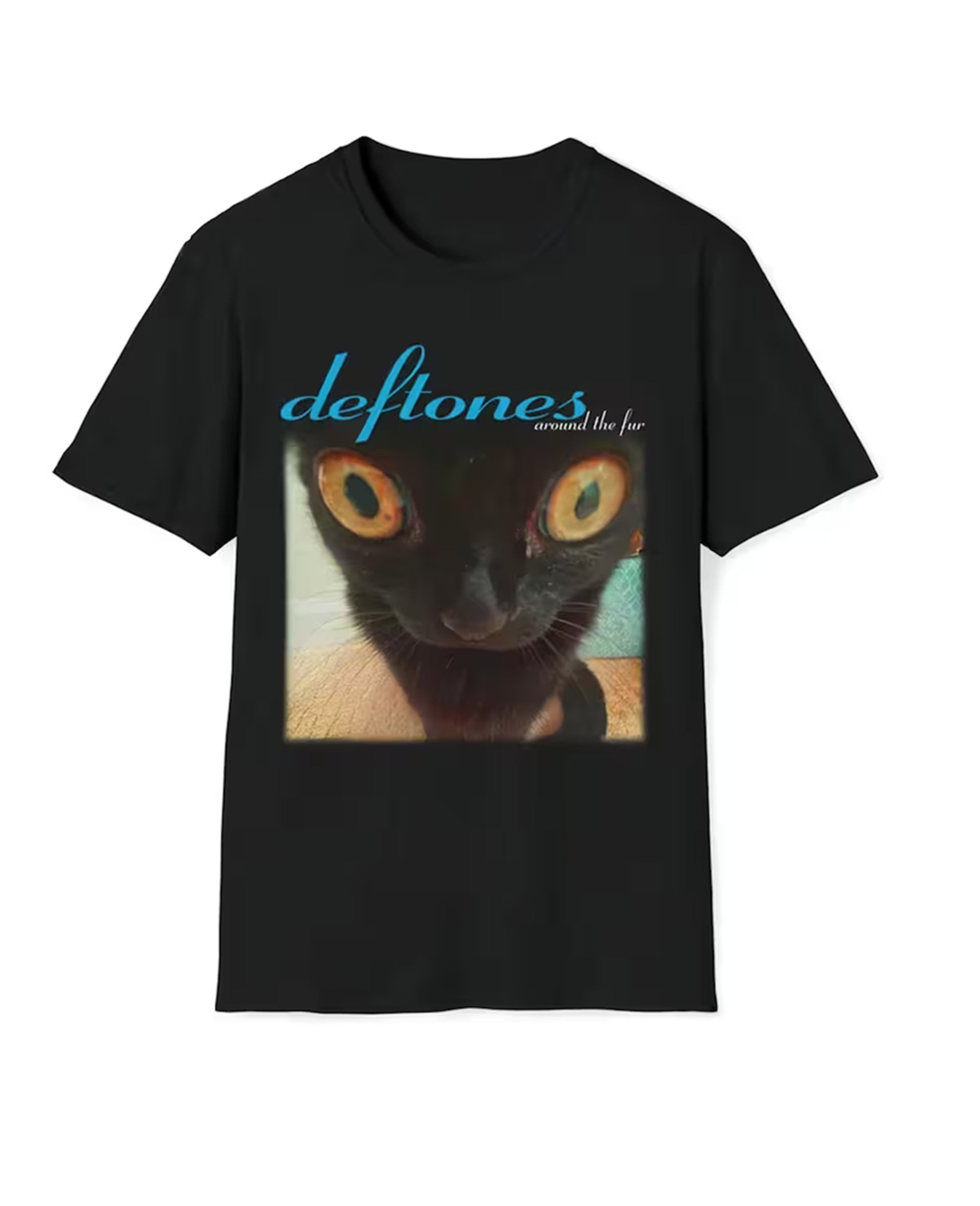 Deftones around the fur cat band Vtg Black Men Black Tee Shirt Size S 3XL Unisex Best Gift