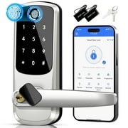 Deftun Keypad Door Lock with Fingerprint Keyless Entry Door Lock for Front Door - Smart Door Lock with Handle - Electronic Door Lock with Code - Auto Lock & APP Control