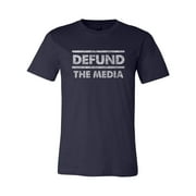 Defund the Media Distressed Logo T-Shirt -Navy (3X)