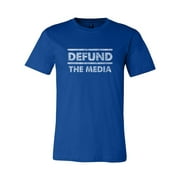 Defund the Media Distressed Logo T-Shirt -Royal(M)