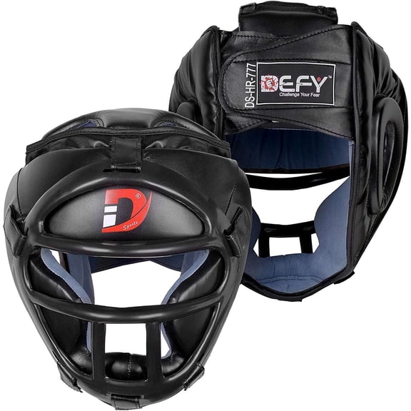 Defy Boxing Headgear - Ideal for Men & Women, MMA, Boxing, Headgear, UFC, Fighting, Sparring, Taekwondo, BJJ, Training, Black, XL