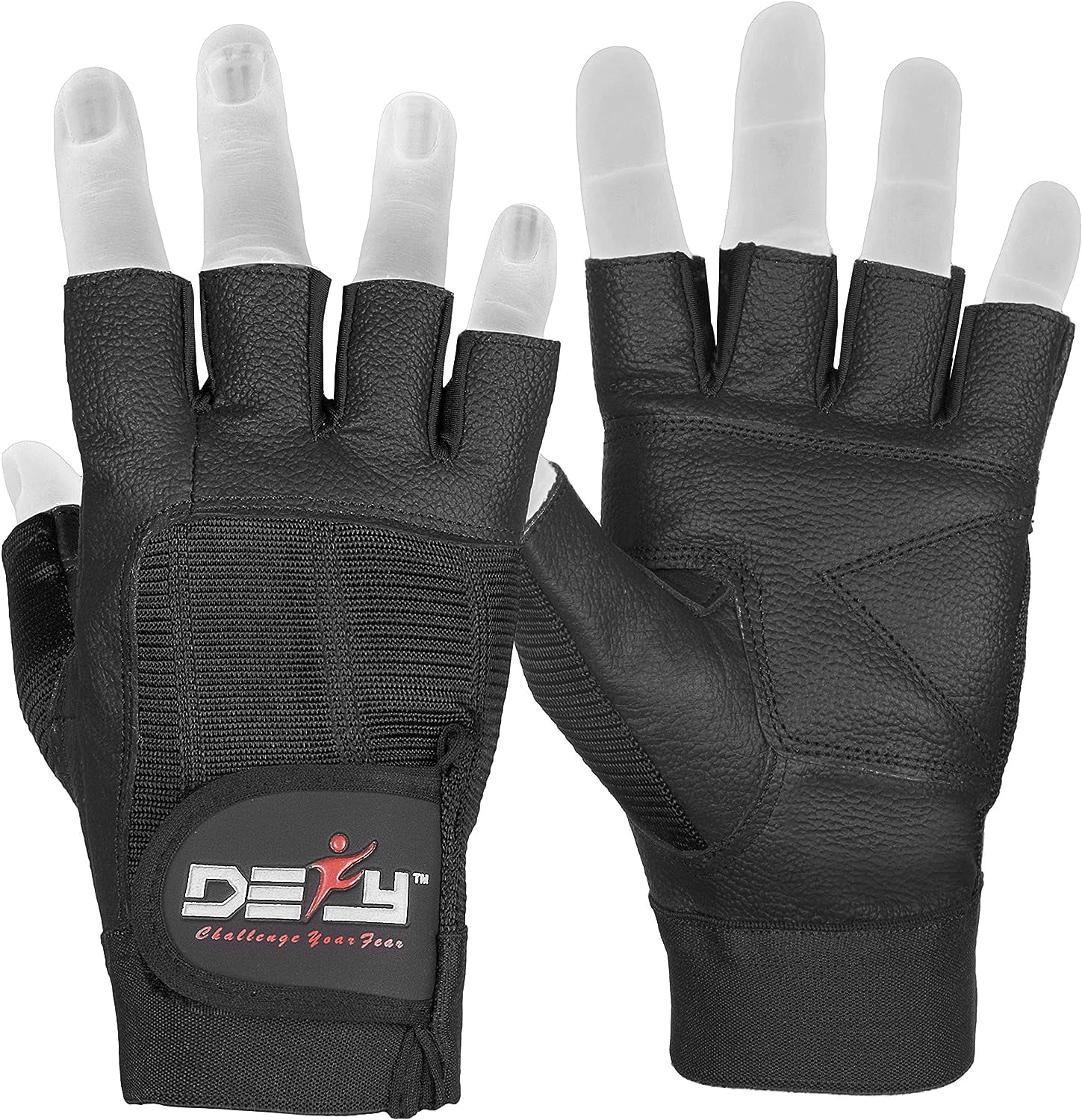 Defy Leather Weight Lifting Gloves Heavy Duty Gloves Padded Gym Body Building Fitness Workout