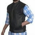 thumbnail image 1 of Defy SOA Cowhide Leather Vest, Biker Collar Style Jacket with Pockets, Black, 2XL, 1 of 5
