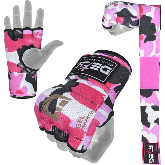 Defy Sports Gel Padded Fitness Gloves - Ideal for Men & Women, MMA, Muay Thai, Boxing Fight, Pink Camo, XL